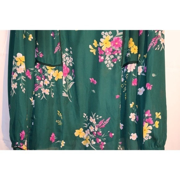 Old Navy Womens XL Blouse, Balloon Sleeves, V neck, Floral Green - Picture 6 of 15